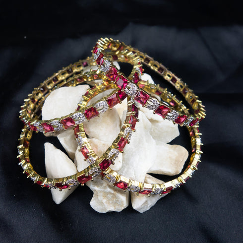 American Diamond Ruby Bangles - D86-1